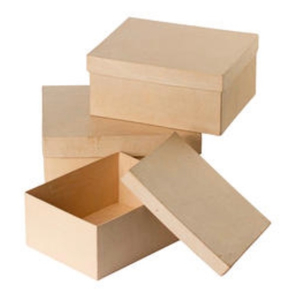 NIP Set of 3 Rectangle Rectangular Paper Mache Nesting Boxes For Craft Projects - Picture 2 of 3